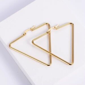 Elegant 14 K Gold Plate Triangle Hoop Earrings perfect size 2 x 2 inch